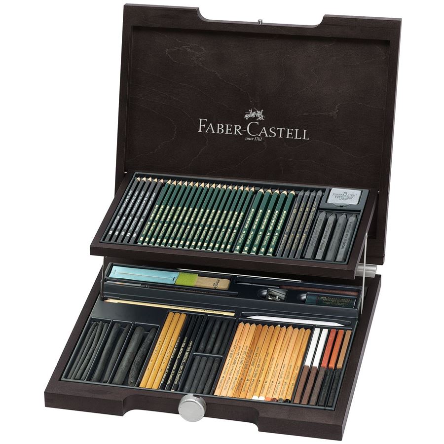 Estojo de Madeira Faber-Castell Pitt Monochrome – Desenho Artístico