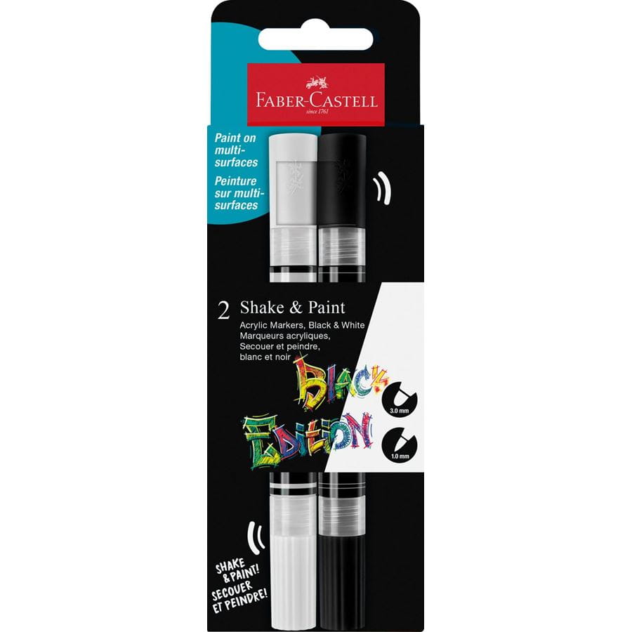 Marcadores acrílicos Faber-Castell Black Edition Shake & Paint branco e preto 2 unidades