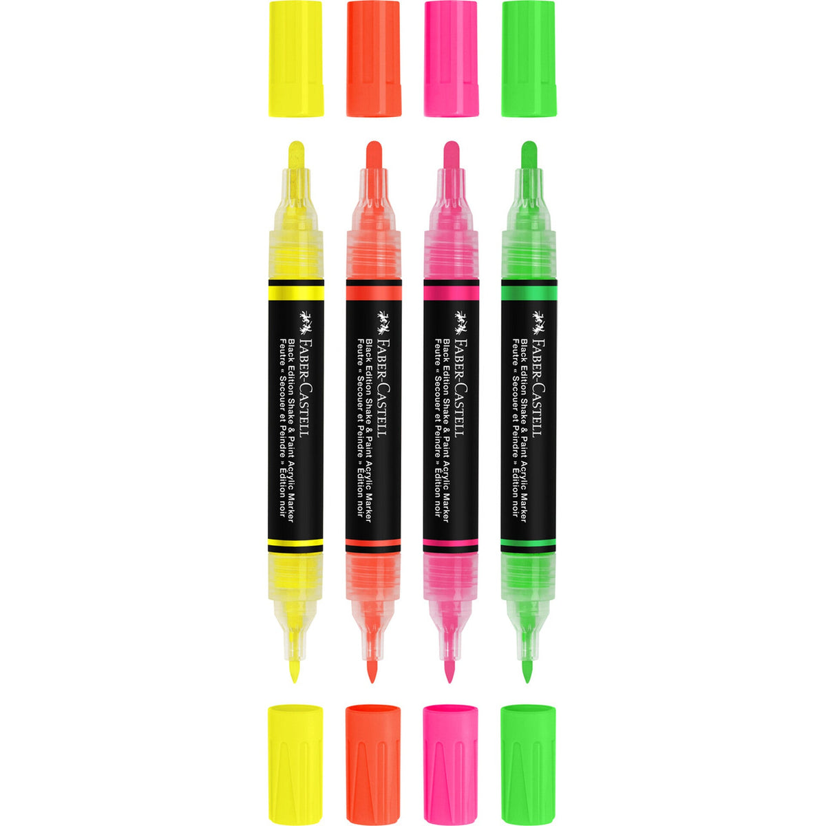 Marcadores acrílicos Faber-Castell Black Edition Shake & Paint 4 cores néon