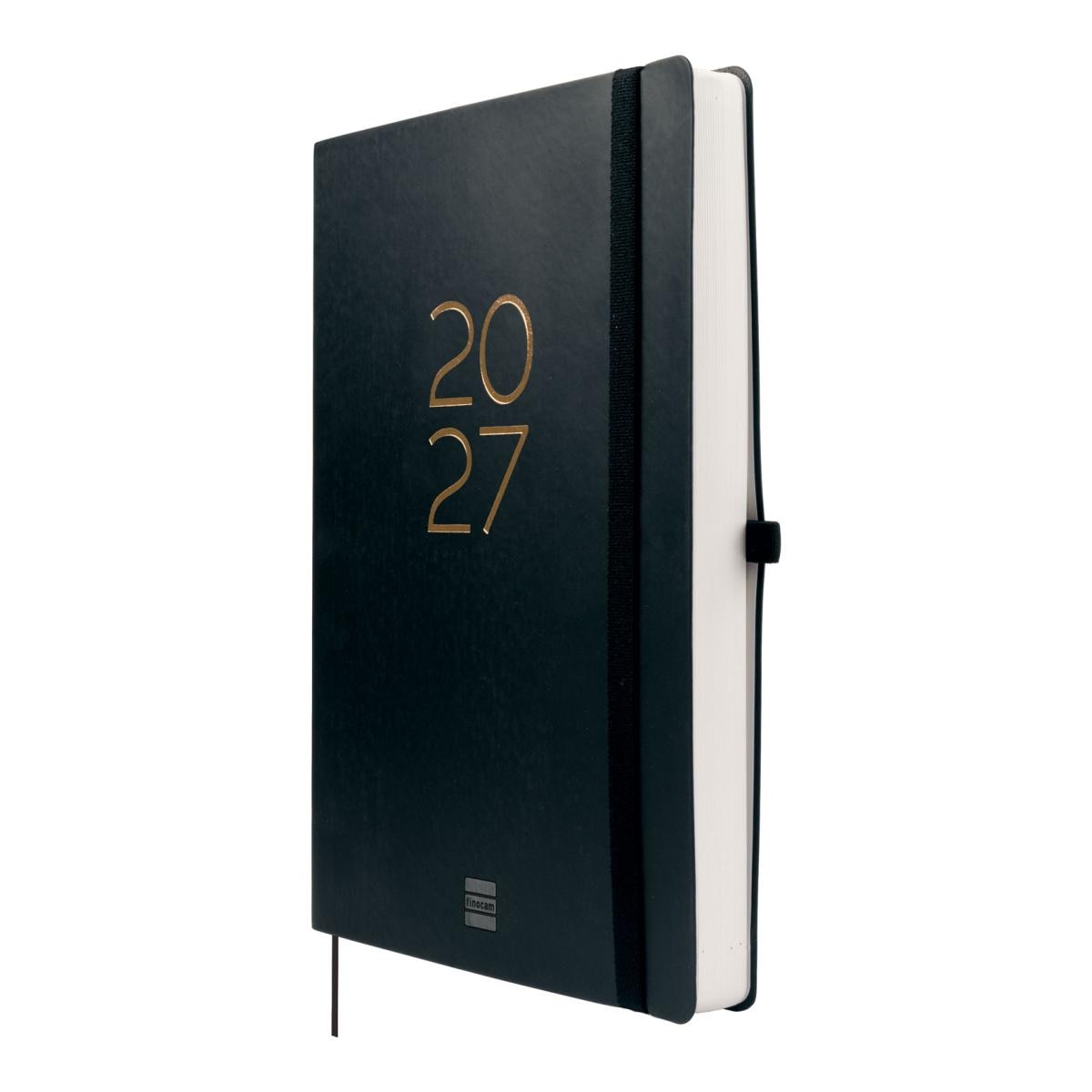 Agenda diária Finocam Capri preta 2027 B5 176 × 250 mm — capa