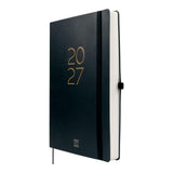 Agenda diária Finocam Capri preta 2027 B5 176 × 250 mm — capa