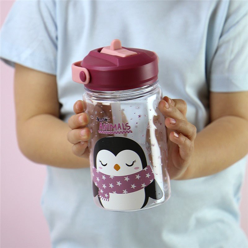 Garrafa de plástico 330ml Aurea kids - Pinguim - Papelaria Encantada