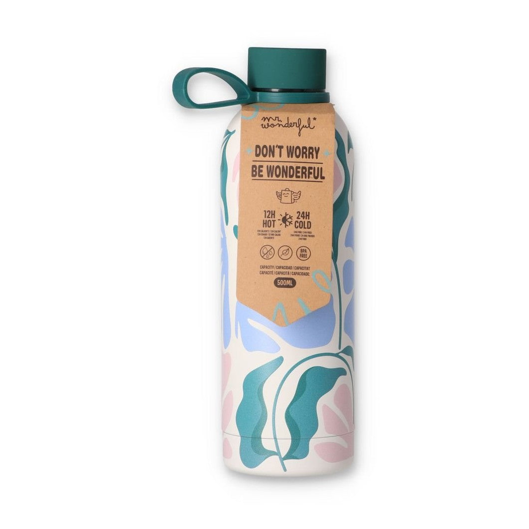 Garrafa térmica 500ml - Flores - Papelaria Encantada
