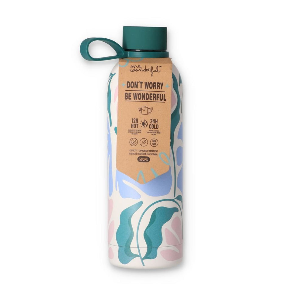 Garrafa térmica 500ml - Flores - Papelaria Encantada