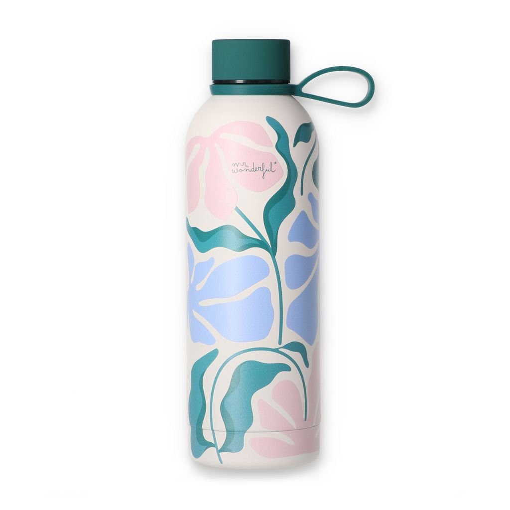 Garrafa térmica 500ml - Flores - Papelaria Encantada