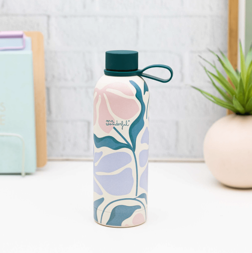 Garrafa térmica 500ml - Flores - Papelaria Encantada