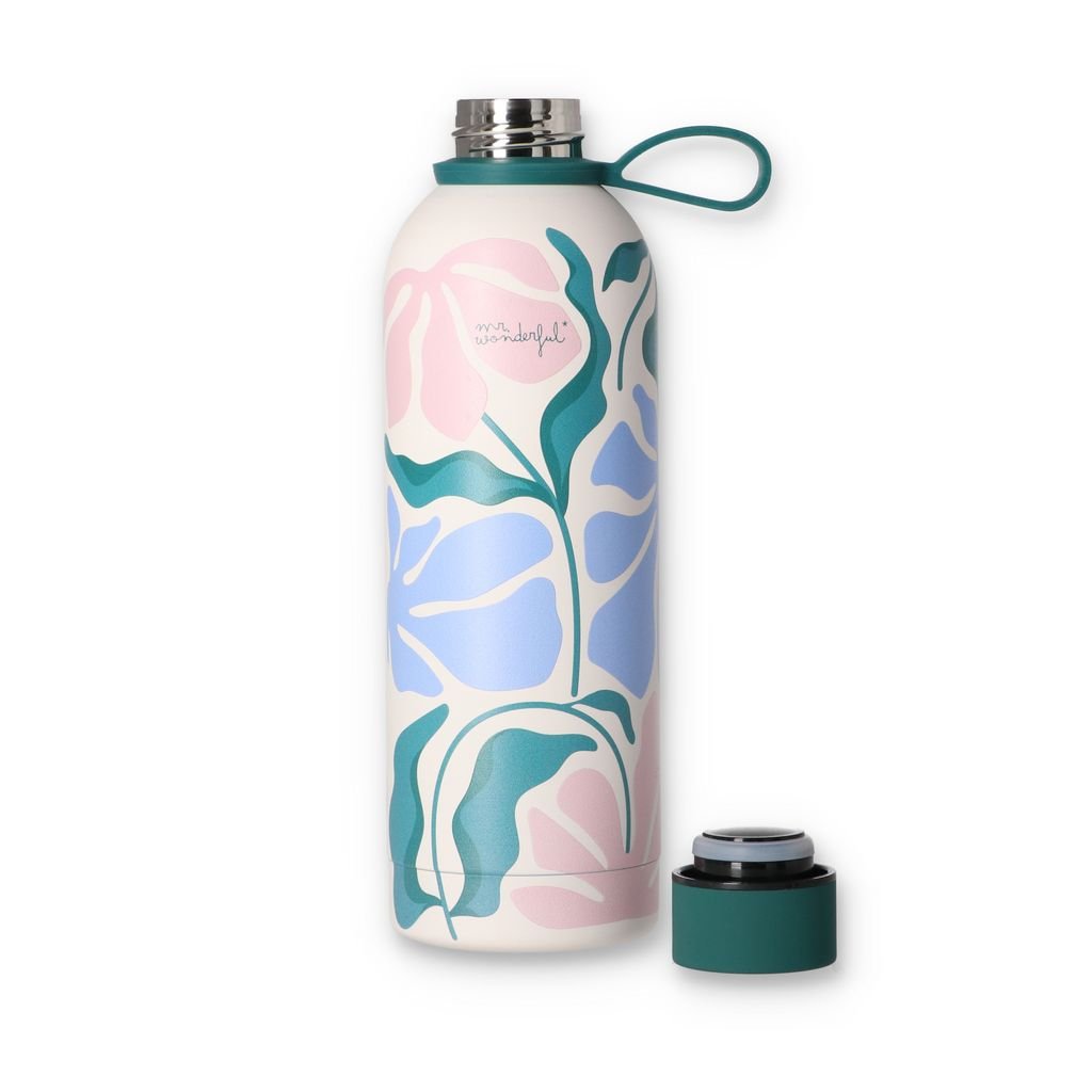 Garrafa térmica 500ml - Flores - Papelaria Encantada