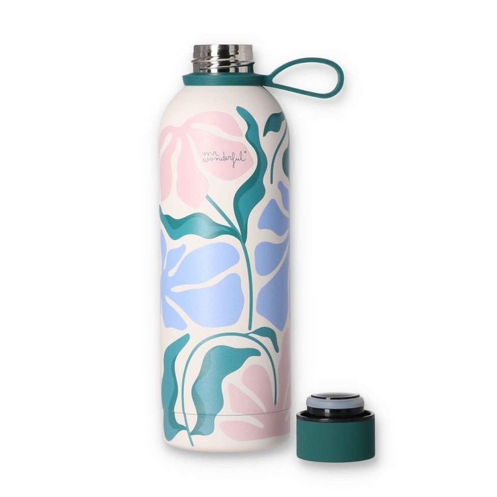 Garrafa térmica 500ml - Flores - Papelaria Encantada