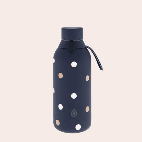 Garrafa térmica aço inoxidável - Bolinhas pretas 710ml - Papelaria Encantada
