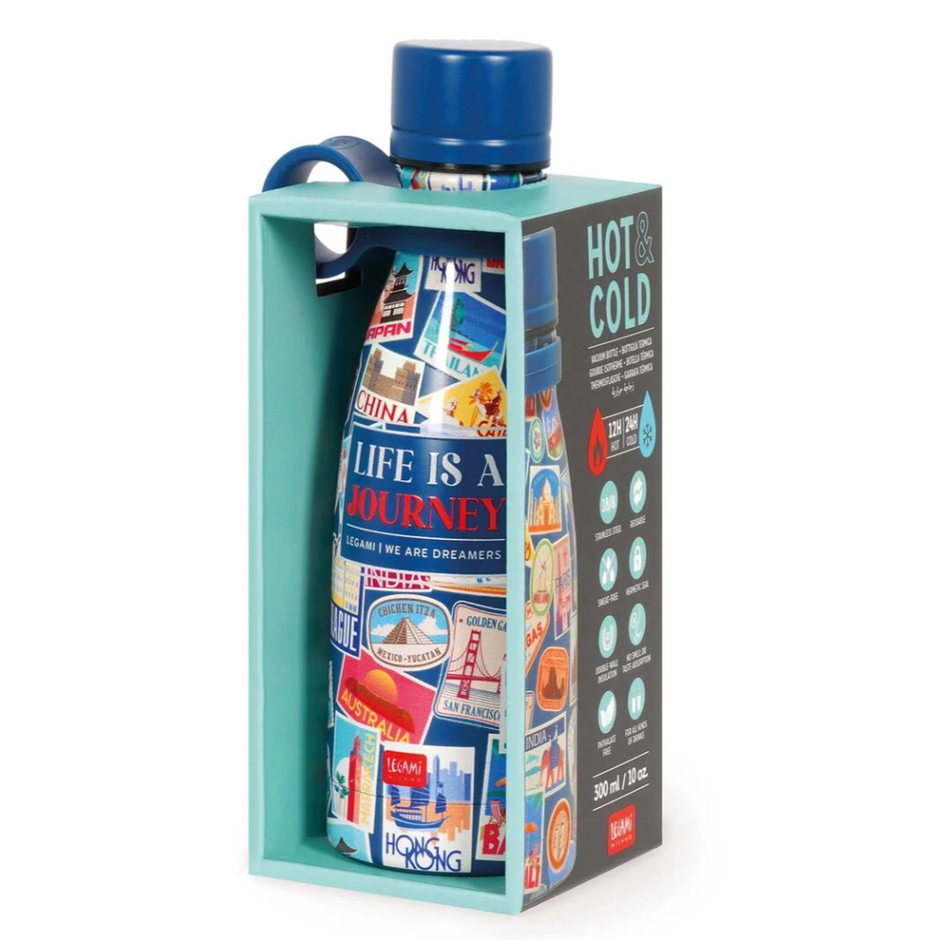 Garrafa térmica Adesivos de Viagem 300ml Legami - Papelaria Encantada