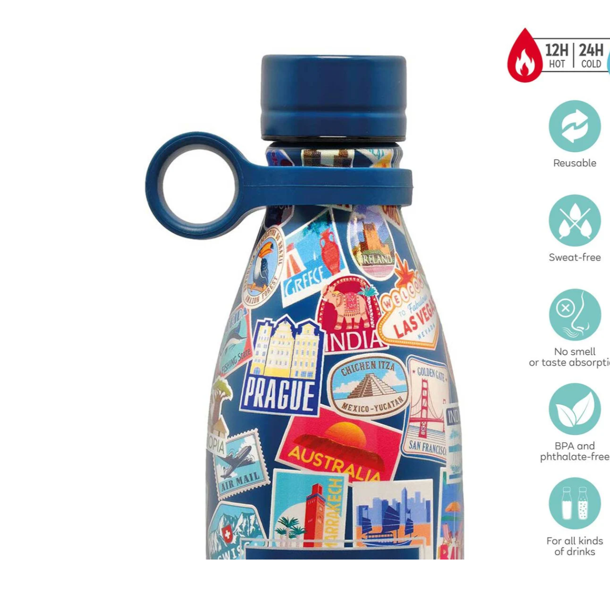 Garrafa térmica Adesivos de viagem 800ml Legami - Papelaria Encantada