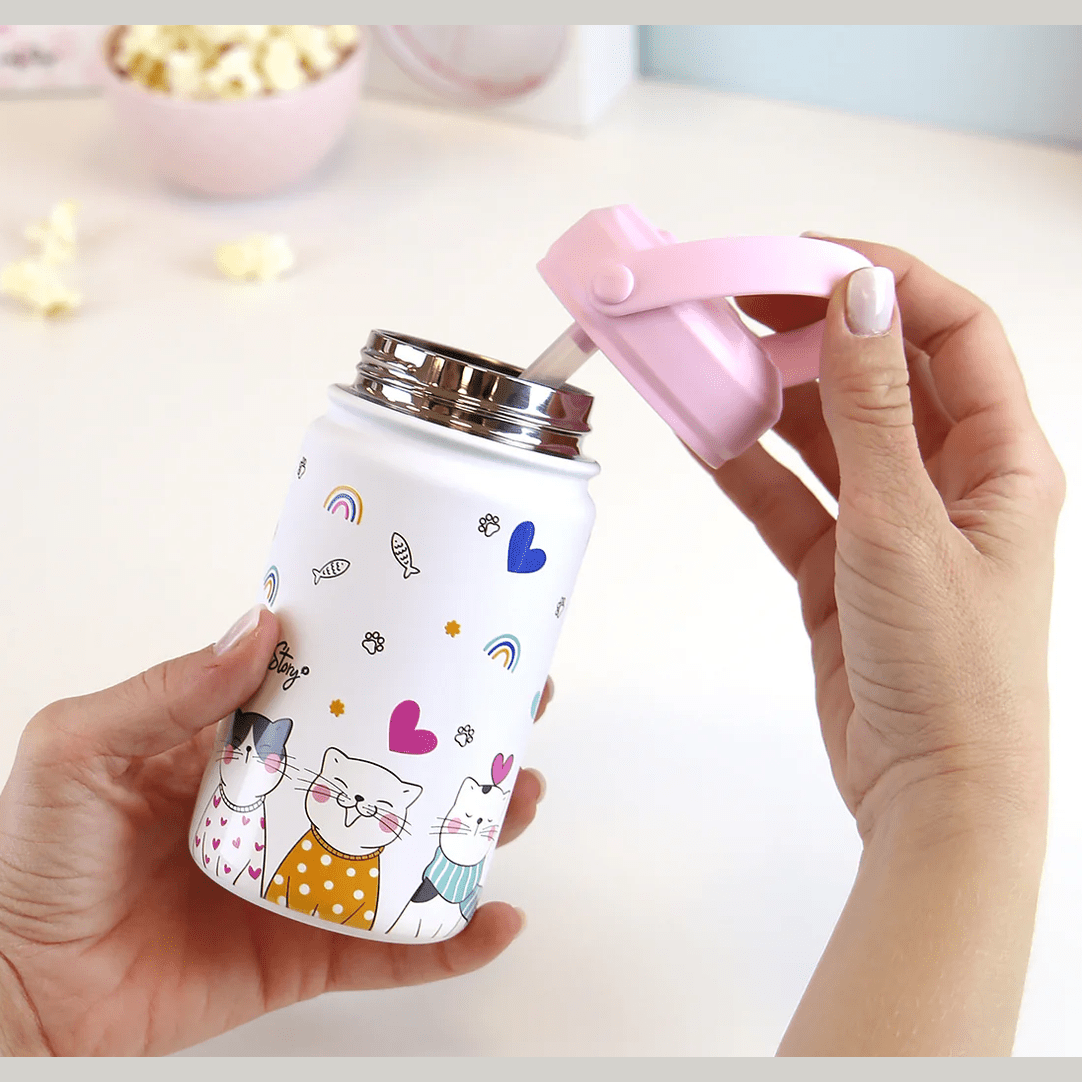 Garrafa térmica kitty world ice/pink 330ml - Papelaria Encantada
