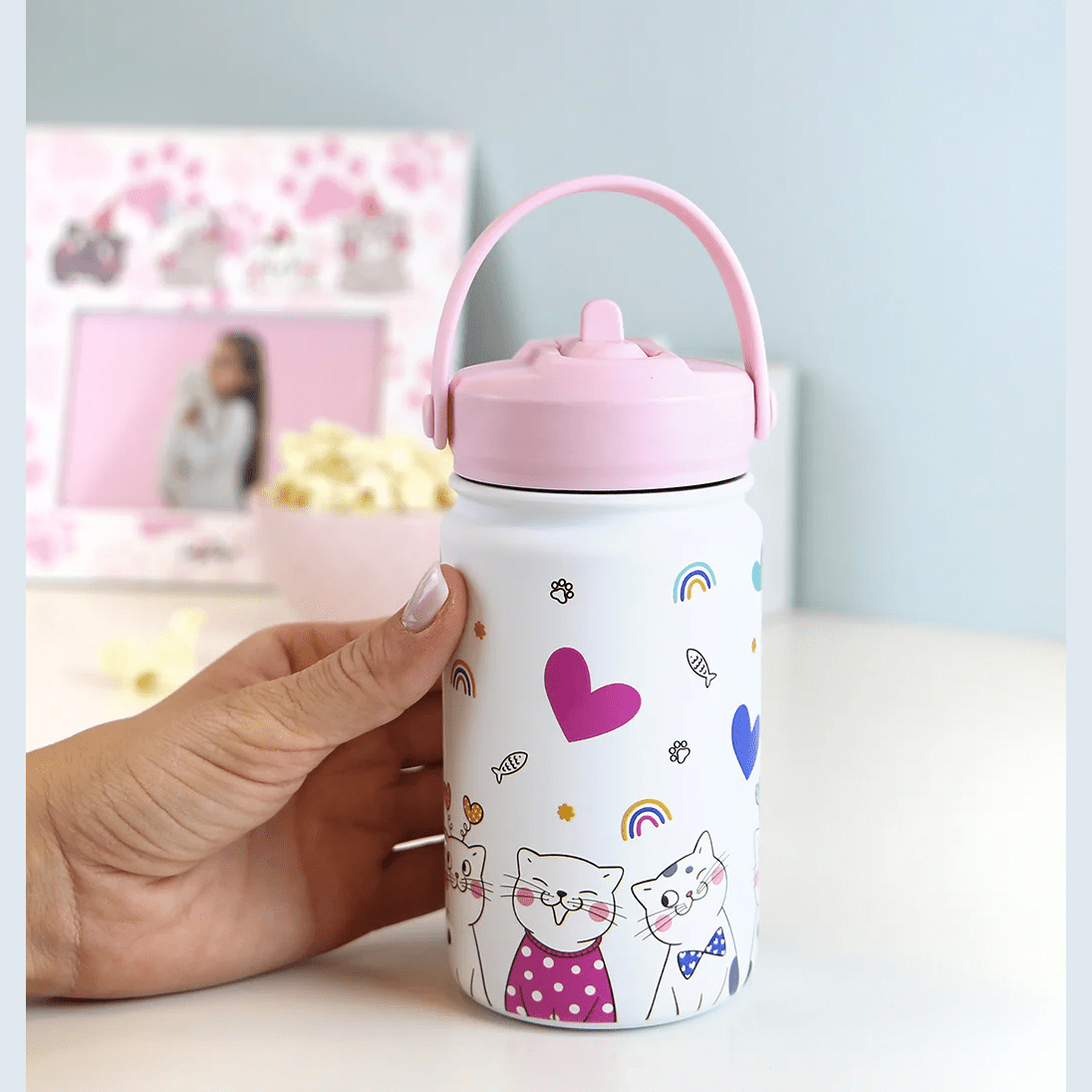 Garrafa térmica kitty world ice/pink 330ml - Papelaria Encantada