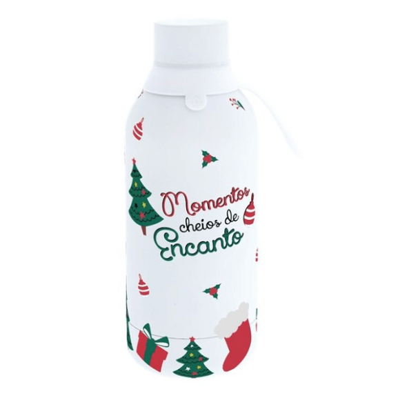 Garrafa térmica Natal 500ml - Momentos cheios de encanto - Papelaria Encantada