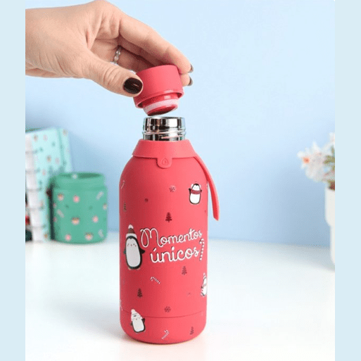 Garrafa térmica Natal 500ml - Momentos Únicos - Papelaria Encantada