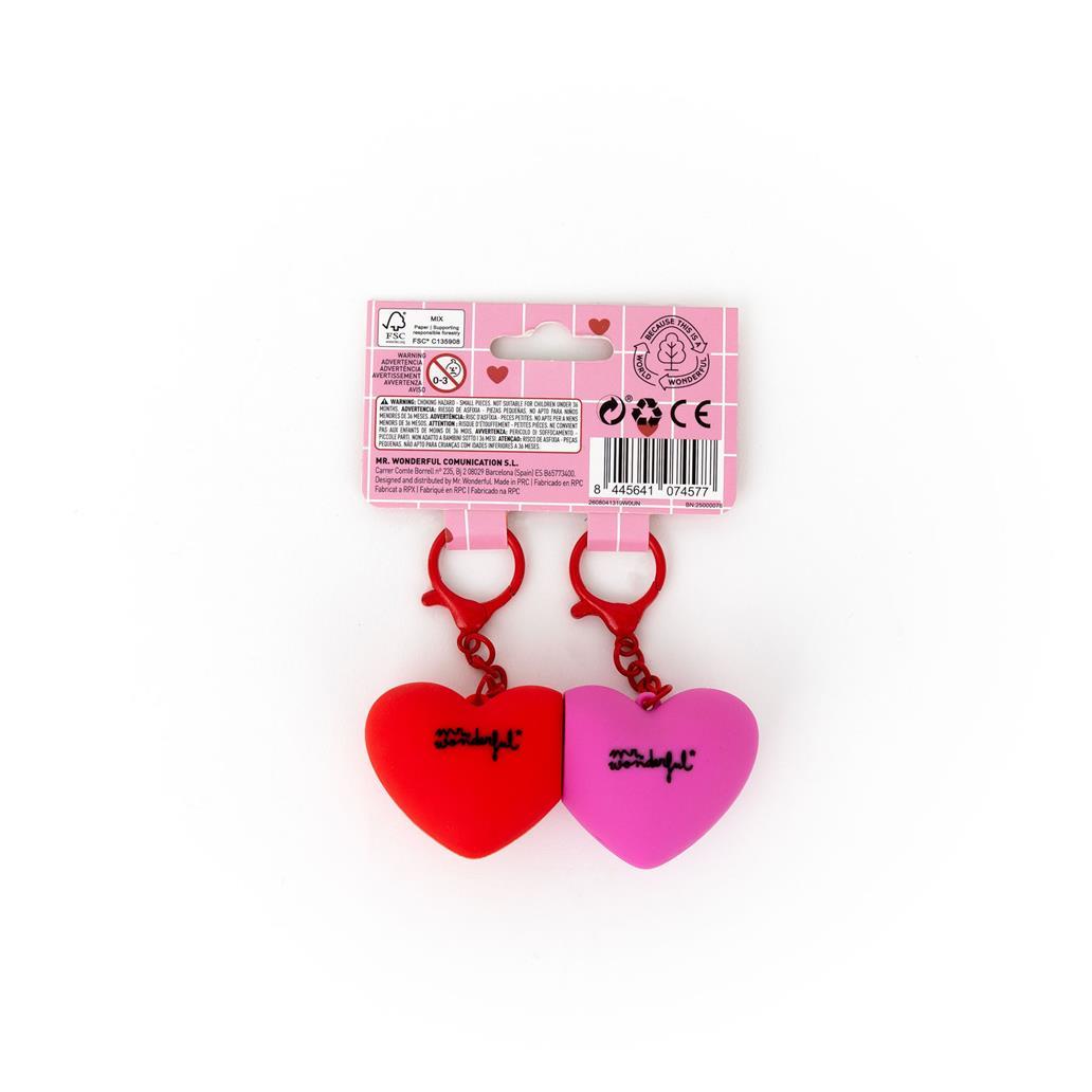 Kit de 2 Porta - chaves - Corações Fúcsia e Vermelho - Mr wonderful - Papelaria Encantada