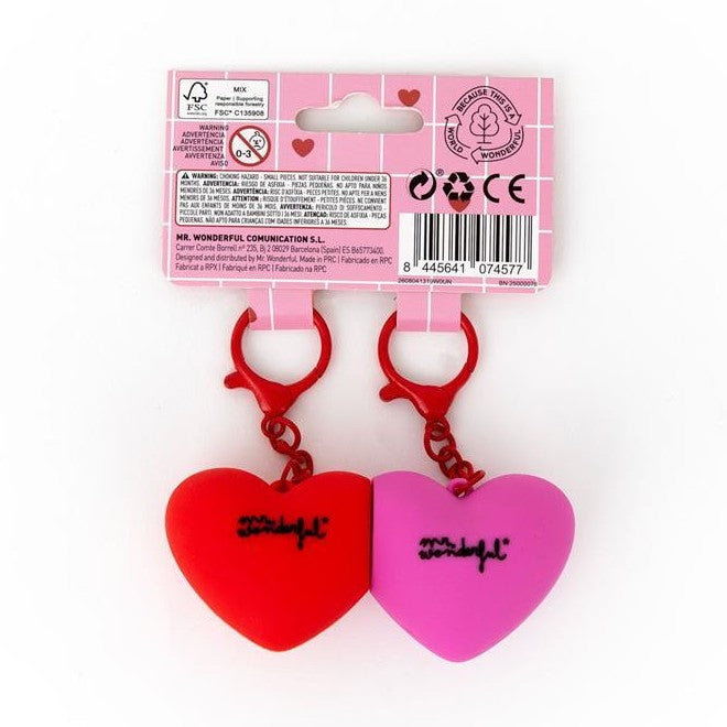 Kit de 2 Porta - chaves - Corações Fúcsia e Vermelho - Mr wonderful - Papelaria Encantada