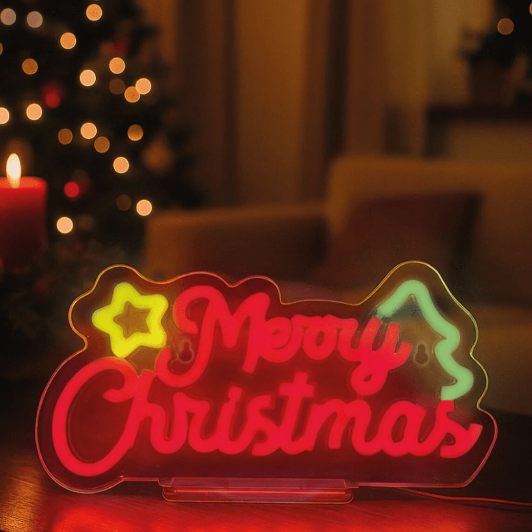 Lâmpada LED com efeito néon - Feliz Natal - É um sinal - Papelaria Encantada