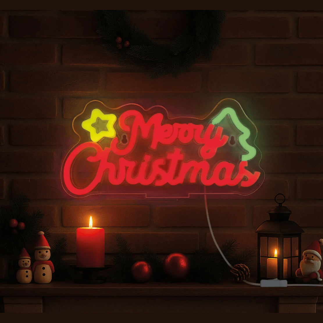 Lâmpada LED com efeito néon - Feliz Natal - É um sinal - Papelaria Encantada