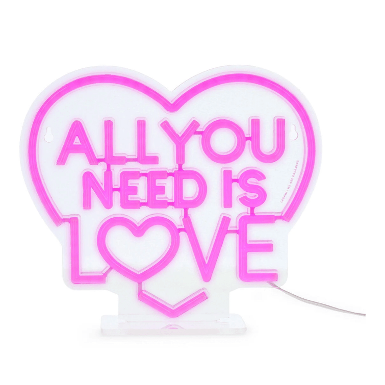 Lâmpada LED com efeito neon - Tudo que você precisa é amor - É um sinal - Papelaria Encantada