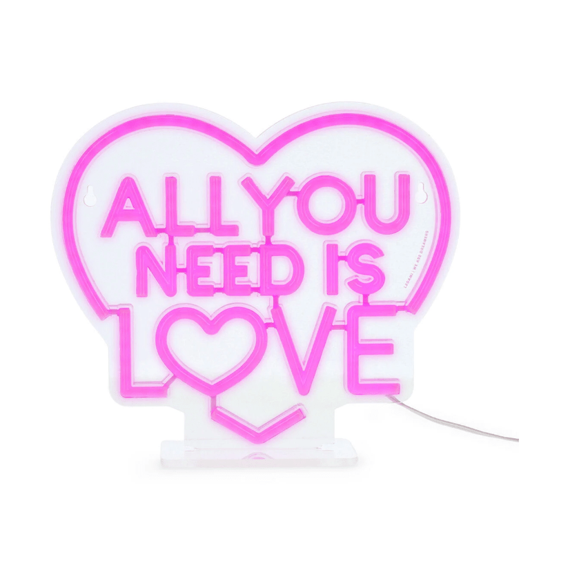 Lâmpada LED com efeito neon - Tudo que você precisa é amor - É um sinal - Papelaria Encantada