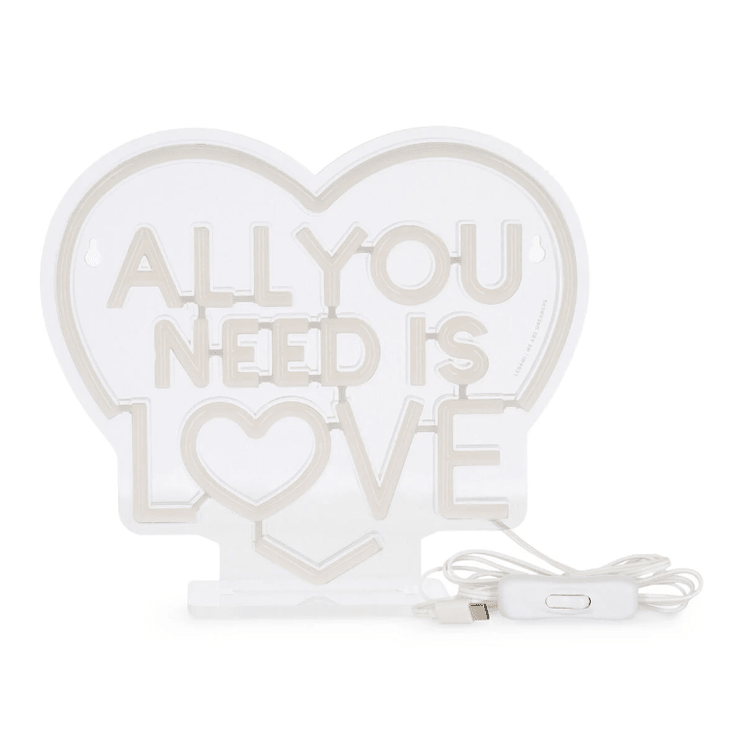 Lâmpada LED com efeito neon - Tudo que você precisa é amor - É um sinal - Papelaria Encantada
