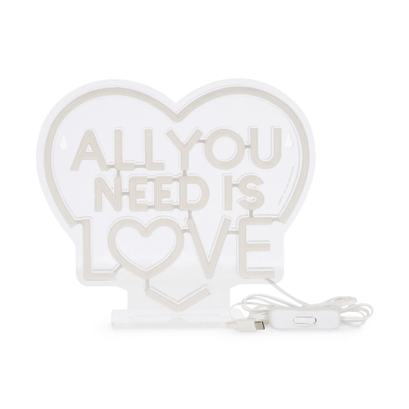 Lâmpada LED com efeito neon - Tudo que você precisa é amor - É um sinal - Papelaria Encantada