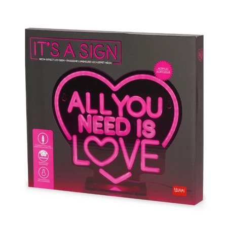 Lâmpada LED com efeito neon - Tudo que você precisa é amor - É um sinal - Papelaria Encantada