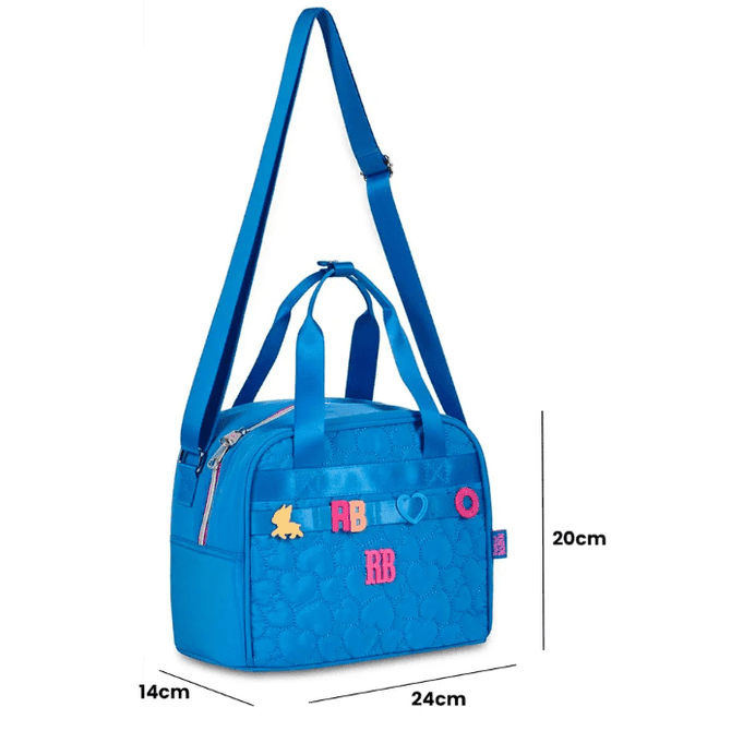 Lancheira Térmica Rebecca Bonbon Soft Texturizado com Matelassê Azul - Papelaria Encantada