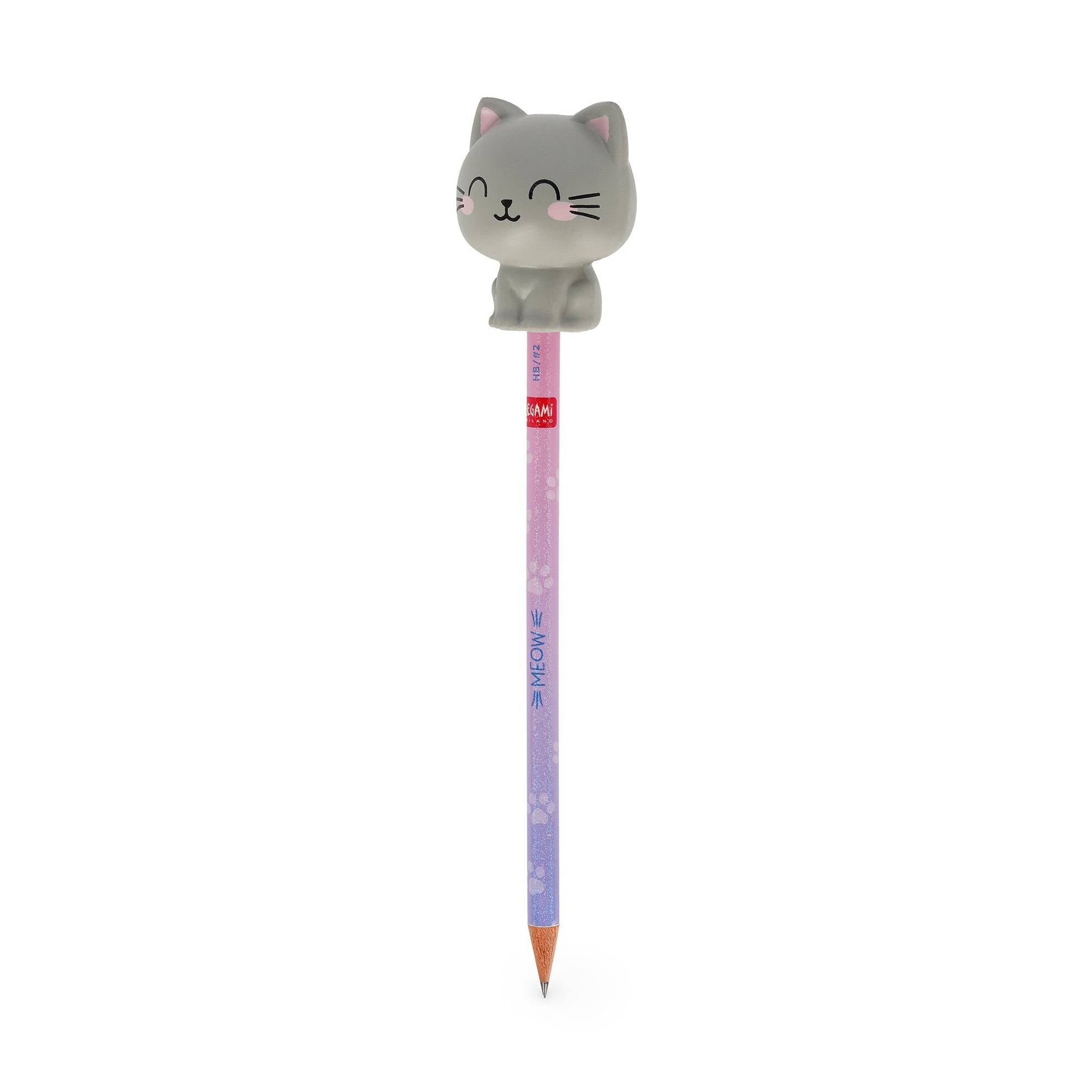 Lápis com boneco squishy Gato - Legami - Papelaria Encantada