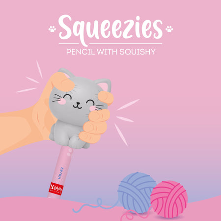 Lápis com boneco squishy Gato - Legami - Papelaria Encantada