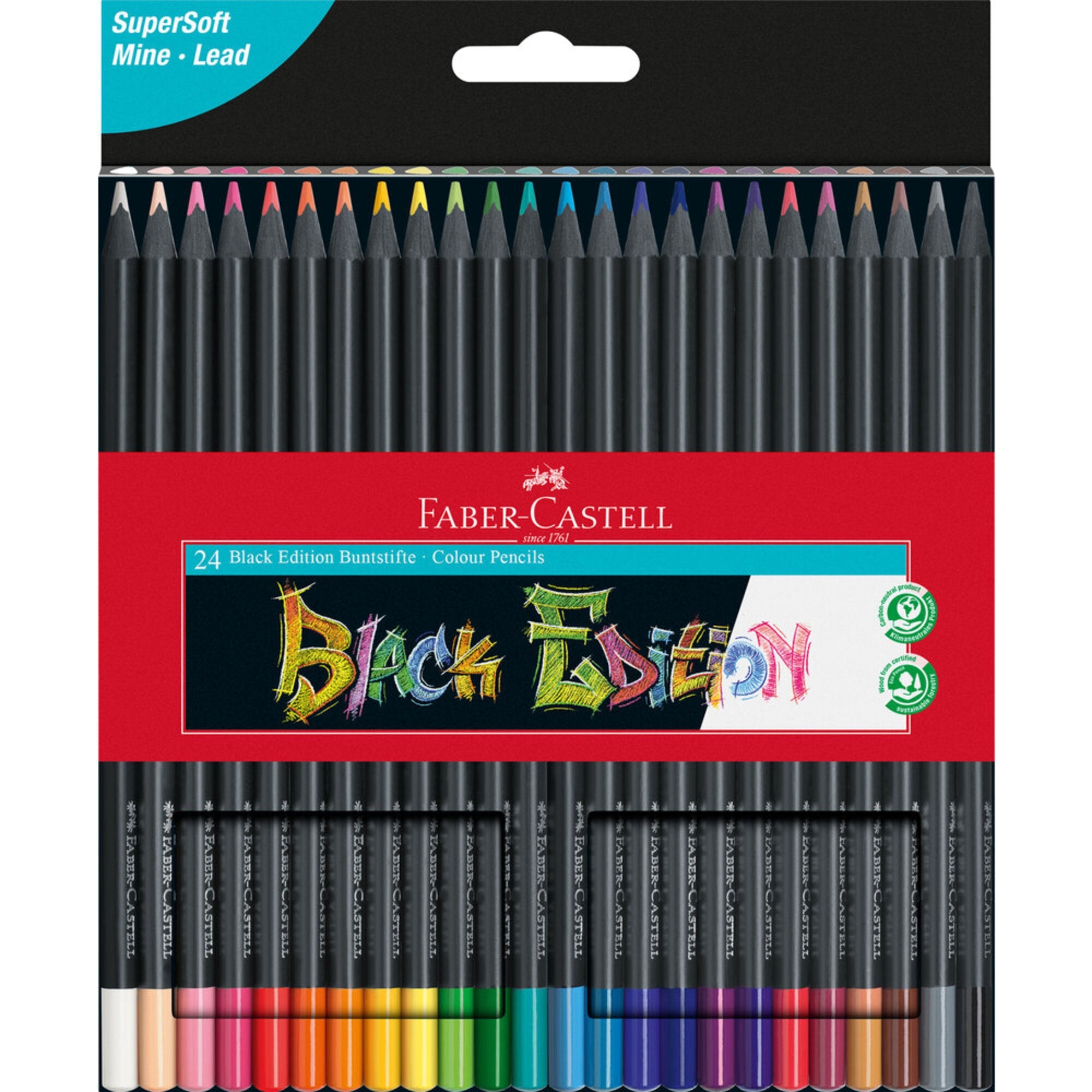 Lápis Cor Faber-Castell Black Edition Super Soft C/24 - Papelaria Encantada