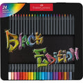 Lápis de cor Black-edition Faber-Castell caixa metálica 24 - Papelaria Encantada