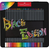 Lápis de cor Black-edition Faber-Castell caixa metálica 24 - Papelaria Encantada