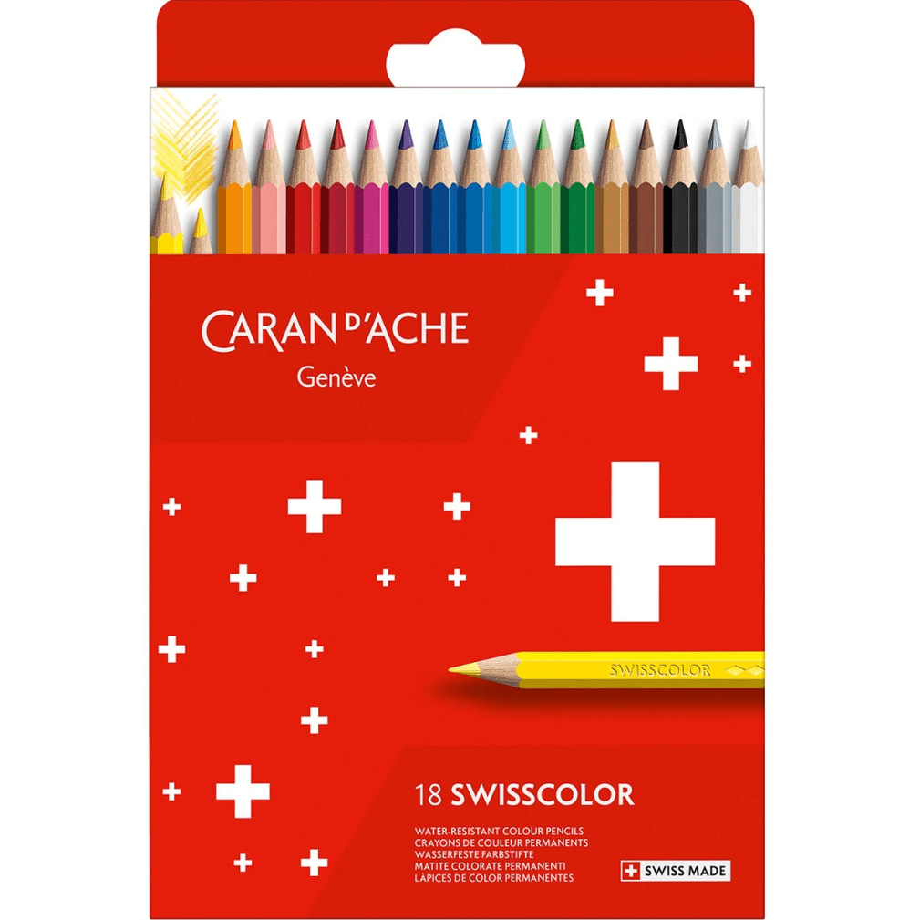 Lápis de cor Caran d'Ache Swisscolor com 18 cores - Papelaria Encantada