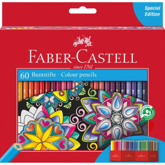 Lápis de cor Faber - Castell "Arte Terapia" 60 cores - Papelaria Encantada
