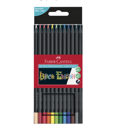 Lápis de Cor Faber-Castell Black Edition 12 Unidades - Papelaria Encantada