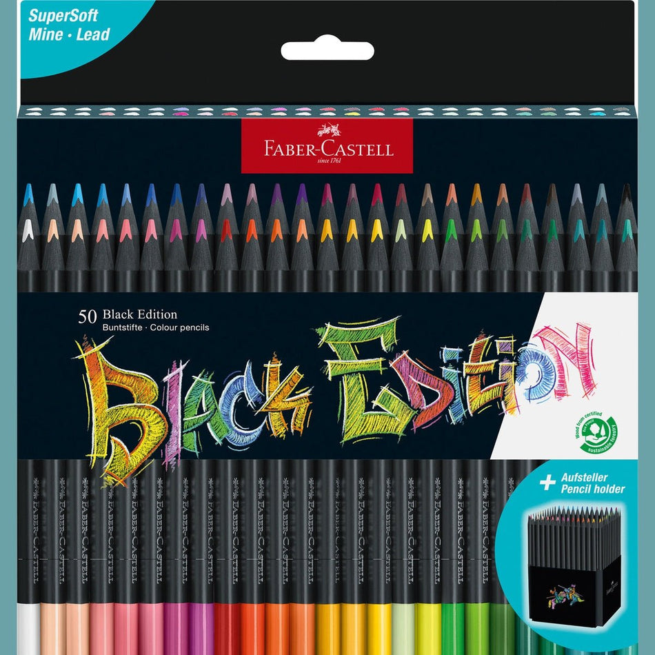 Lápis de cor Faber - Castell Black Edition 50 - Papelaria Encantada