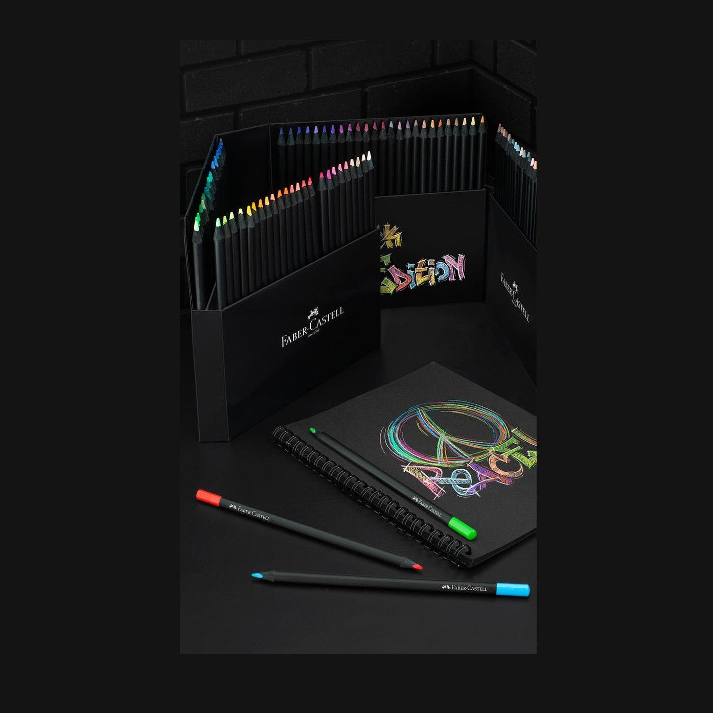 Lapis de cor Faber - Castell caixa de 100 Black edition - Papelaria Encantada