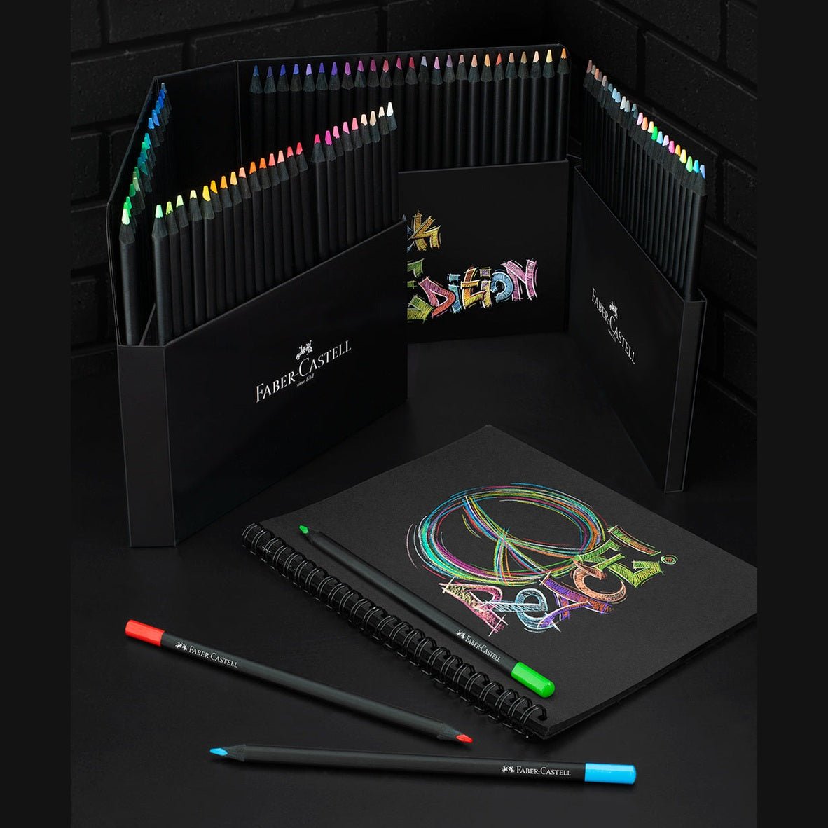 Lapis de cor Faber - Castell caixa de 100 Black edition - Papelaria Encantada