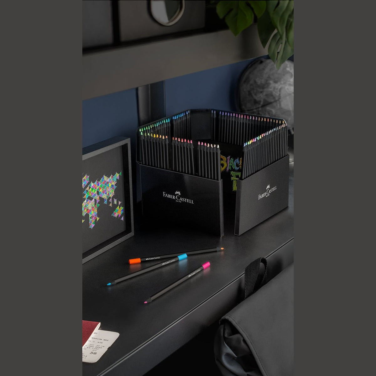Lapis de cor Faber - Castell caixa de 100 Black edition - Papelaria Encantada