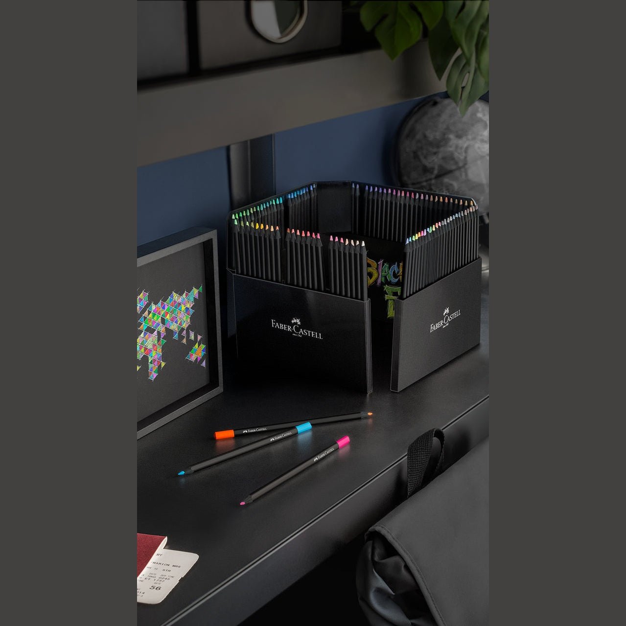 Lapis de cor Faber - Castell caixa de 100 Black edition - Papelaria Encantada