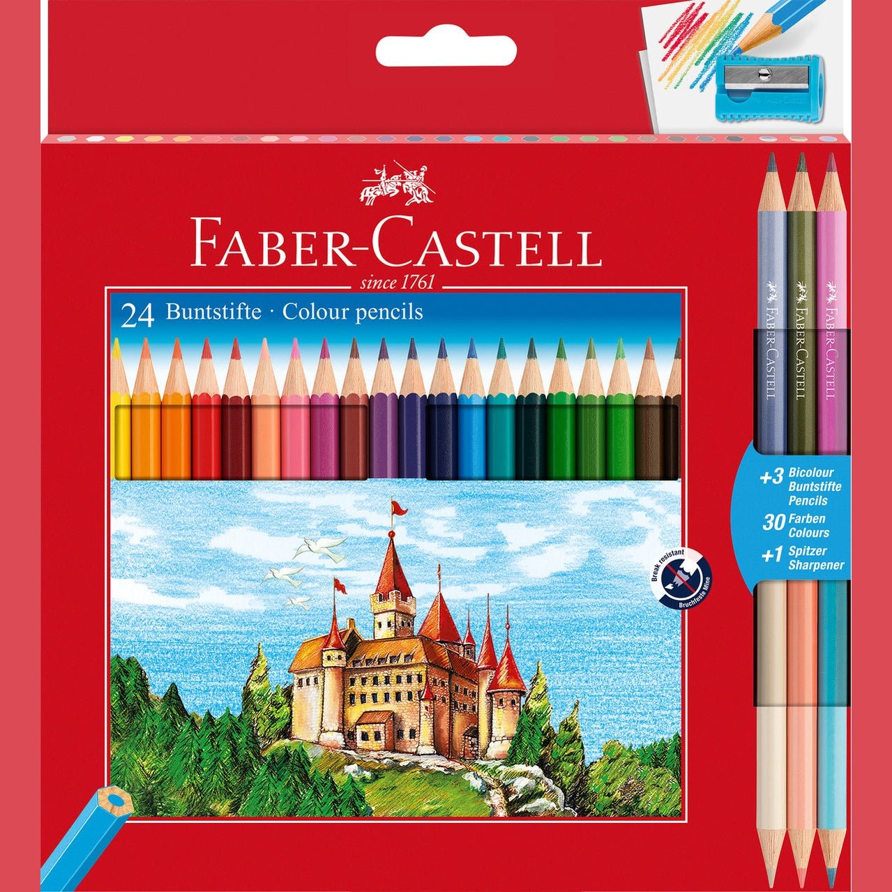 Lapis de cor faber-Castell cx 24+3 bicolor - Papelaria Encantada