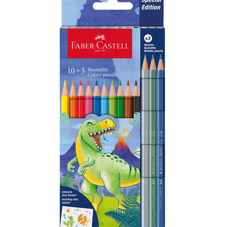Lápis de cor Faber - Castell Dinossauro 10+3 - Papelaria Encantada