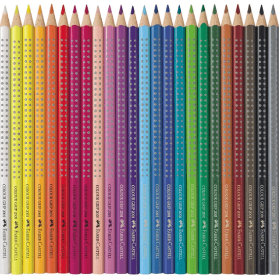 Lápis de Cor Faber - Castell Grip Caixa Metálica 24 Cores - Papelaria Encantada