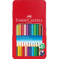 Lápis de cor Faber - castell Grip cx12 - Caixa metálica - Papelaria Encantada