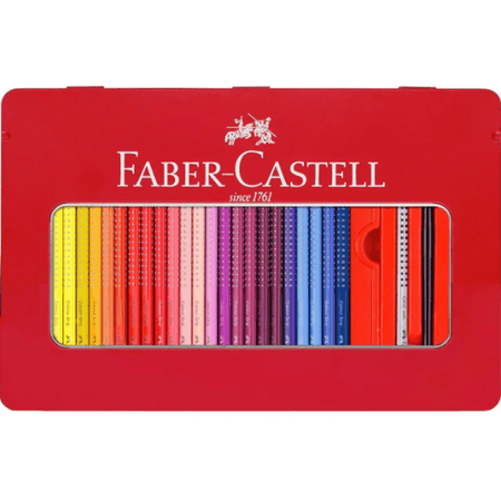 Lápis de cor Grip Faber - Castell cx de 48 c/ caixa metálica - Papelaria Encantada