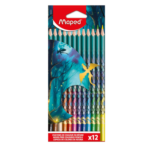 Lápis de cor MAPED Dragon 12 cores - Papelaria Encantada