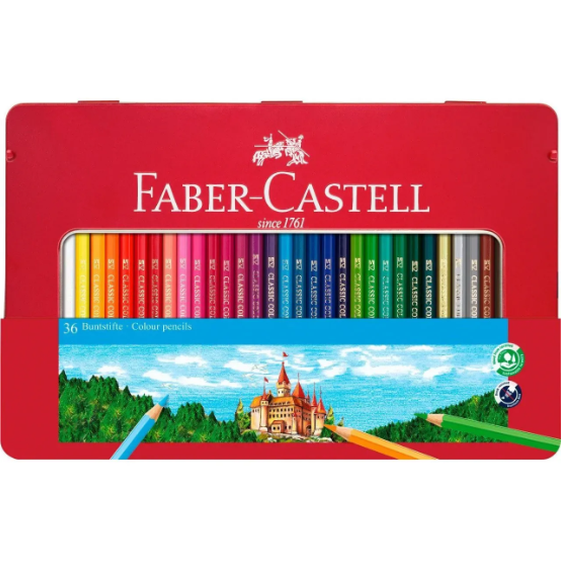 Lapis faber - Castell caixa metálica de 36 - Papelaria Encantada