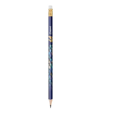 Lápis grafite MAPED Dragon HB nº 2 Azul - Papelaria Encantada